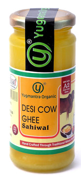 Premium Desi Sahiwal Cow Ghee By Yugmantra Organic Foods | Healthy & Delicious Desi Ghee For Daily Pooja & Daily Kitchen Dishes | (250ml) 8.4 | Jar Pack
